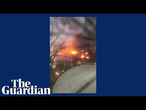 Footage shows immediate aftermath of fatal helicopter crash in Brovary, Ukraine