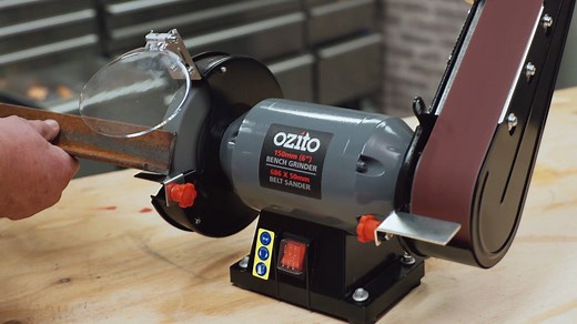 The Bench Grinder and Belt Sander each offer great versatility so you can tackle a range of hard wood and metal work jobs. The Belt Sander is perfect for removing old finish such as paint, varnish or stain, while the Bench Grinder is great for sharpening tools, polishing or buffing. This two in one combo will get you on track as you commence your DIY adventure. For more information, check out our video and then head over to our blog. Available at Bunnings: https://goo.gl/bNbnaz | Ozito DIY