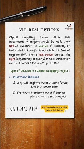 Investment Decisions | CA Final AFM Derivatives Revision