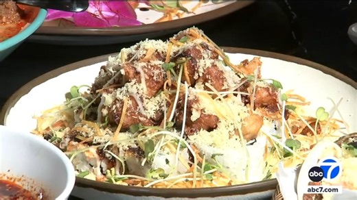 Owner Shan Shan Estacio said her restaurant, just like the city of Los Angeles, is a melting pot of its own, with Japanese cartoons on the walls and dishes from different countries on the menu. See the full story here: https://abc7.com/post/sushi-catch-plant-based-japanese-dishes-shine-gokoku-north-hollywood-abc7-community-eats/18066767/ | ABC7 Morning Show