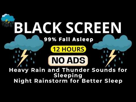 🔴 Heavy Rain and Thunder Sounds for Sleeping☔Black Screen | Deep Storm to Fall Asleep Fast, No Ads