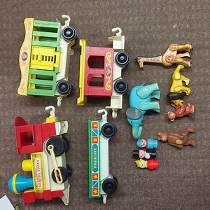 #9 OG Vintage 1973 Fisher Price #991 Little People Circus Train figures& Animals