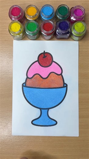 Ice Cream Sand Art 🍨✨ | Relaxing & Satisfying Color Filling ASMR #shorts