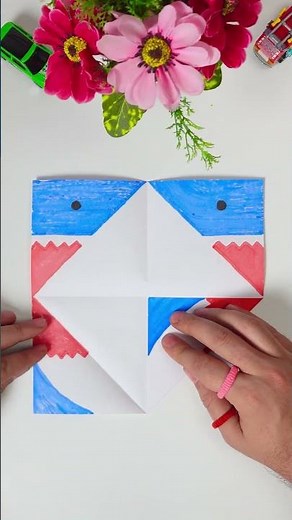 Paper Shark DIY 🦈 Fun Kids Craft 🙌 #fun #reverse