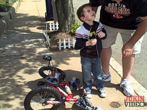 Little Kid on Bike Cries and Runs Away