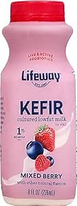 Lifeway Kefir Cultured Lowfat Milk Smoothie, Mixed Berry, 8 Ounce, 11g Protein, 12 Live Active Cultures