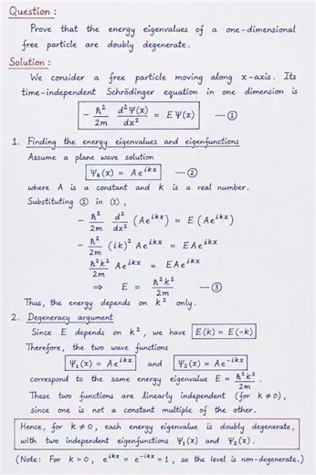 Why 1D Free Particle Energy Levels Are Doubly Degenerate #quantumphysics