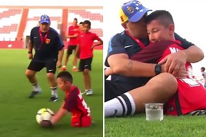 Watch Diego Maradona in touching training footage with double amputee as Argentine legend shows his caring side