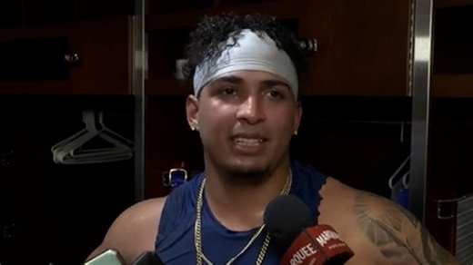 Daniel Palencia reacts to HBP to Willson Contreras