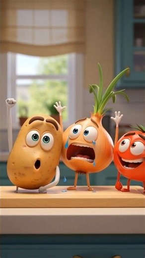 Story of potato, onion, tomato 🍅🥒 #cartoonvideo #shortvideo