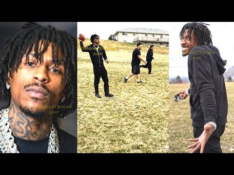 NBA YoungBoy Playing Football with his homies in Utah + YB Gets Scared Of Dog On Loose 😂
