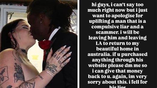 Aussie influencer Veruca Salt splits from husband she married after just two weeks