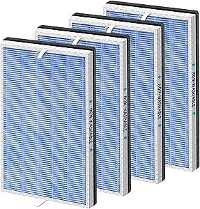 MSA3/MSA3S HEPA Replacement Filter for Membrane Solutions MSA3 and MSA3S Air Purifier,Upgraded 4-in-1 H13 True HEPA and Activated Carbon Filter with OdallerPure Technology,4 Pack