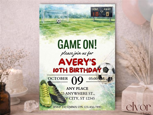 Soccer Birthday Invitation, Editable Soccer Party Invite, Kids Football Theme, Canva Template, Digital Download - Etsy
