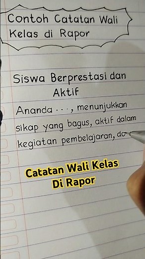 Contoh catatan wali kelas di rapor #catatanwalikelas #tulisantangan #menulisrapi #handwriting #fyp