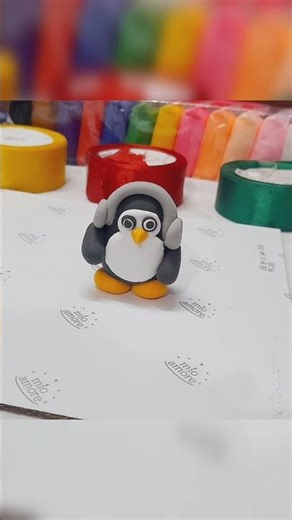 How to make a cute penguin with clay 🐧Easy clay art for beginners