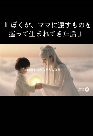 赤ちゃんが生まれてくるとき、 どうして小さな拳を、ぎゅっと強く握っているのか。 それには、 出産・妊娠・命の誕生にまつわる、とてもやさしい物語があるのかもしれません。 この動画は、 生まれる前の赤ちゃんの世界と、 母を想いながらこの世界へ向かう気持ちを描いた、感動のスピリチュアストーリーです。 ✔ 出産の奇跡 ✔ 赤ちゃんとママの絆 ✔ 生まれてくる意味 ✔ 命がつながる瞬間 ✔ 赤ちゃんが持って生まれる“宝物” 妊娠中の不安、 出産を迎える怖さ、 育児で心が折れそうになる夜。 そんな時間の中で、 「生まれてきてくれてありがとう」 「ママを選んでくれてありがとう」 そう思えたらいいな、という願いを込めて作りました。 赤ちゃんは、 ただ偶然この世界に来たのではなく、 何度も願い、何度も祈られて、やっと辿り着いた存在なのかもしれません。 そして、 その小さな拳に込められているのは、 お金でも、運でもなく、 ママを幸せにしたいという、たったひとつの想い。 妊娠中の方、 出産を控えている方、 子育てに悩んでいる方、 そして、かつて赤ちゃんだったすべての人へ。 この物語が、 少しでも心を軽くする