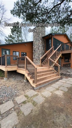 Just finished up 99% of this Brown pressure treated multi level deck. Brown treated is a very attractive budget friendly decking option. The railing on this project features 4 x 4 posts, 2 x 4 cross members, decking cocktail top and black aluminum face screw balusters as well as a decorative inlay.#carpentry #construction #framing #deck. Materials for this project were supplied by Arrowhead Builders Supply True Value | Pinski Construction