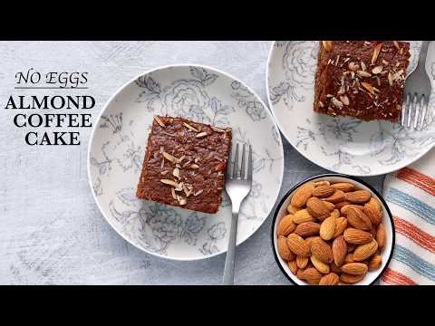Eggless Almond Coffee Cake / Soft and Moist Almond Coffee Cake without Eggs