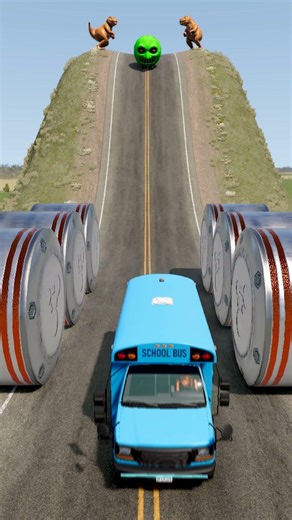 Colourful School Bus vs Hydraulic Crush - BeamNG.drive