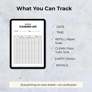 Restroom Cleaning Log Sheet | Janitorial Bathroom Checklist | Printable PDF A4   US Letter | 3 Colors - Etsy Canada