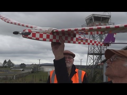 Old-school RC plane maiden flight