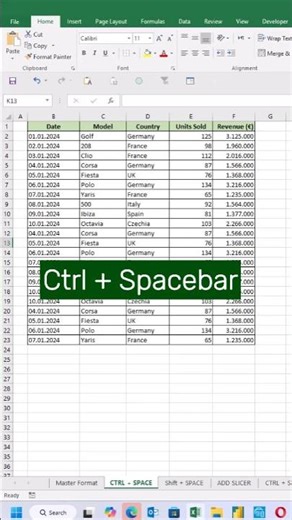 How to Select an Entire Column in Excel With One Shortcut #shorts #excel #dataanlysis