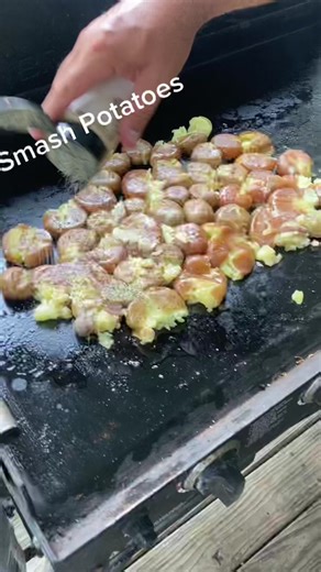 Smash Potatoes on the Blackstone Grill