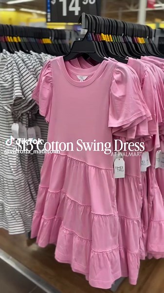 An easy everyday dress you’ll wear nonstop! {Comment SHOP for the link} This $15 cotton swing dress from Walmart is such a good find. Tiered style, flutter sleeves, comes in tons of colors, and it has pockets. The perfect spring to summer staple! #walmartpartner #walmartfinds #walmartstyle #everydaystyle #timeandtru