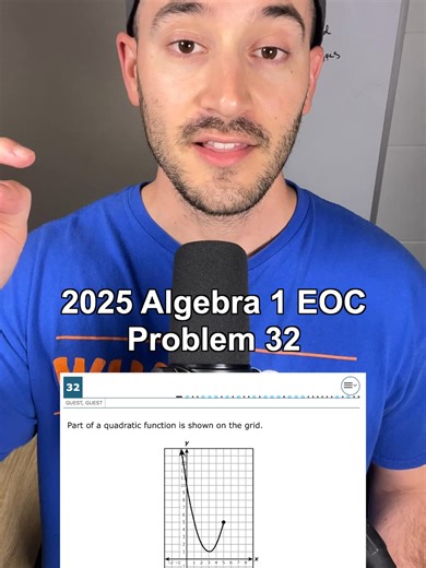 2025 Algebra 1 EOC - Problem 32 To find the domain of a graph, remember that domain is all the possible x-values of a function. On a graph, we check left to right for any limits or boundaries on our graph. #alldayeverydaymath #eoc #fyp