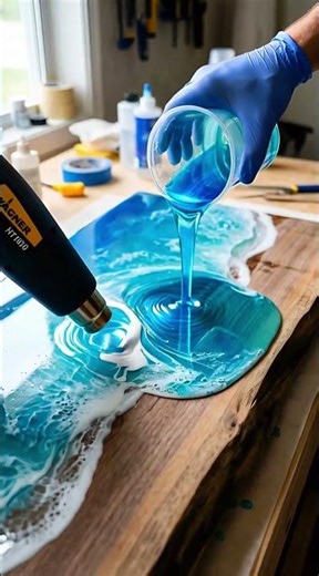 Ocean Wave Epoxy Resin Table Build