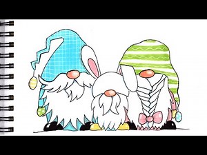 HOW TO DRAW EASTER GNOMES Step by Step Drawing Tutorial for Kids. Guided Easy Easter Drawing.