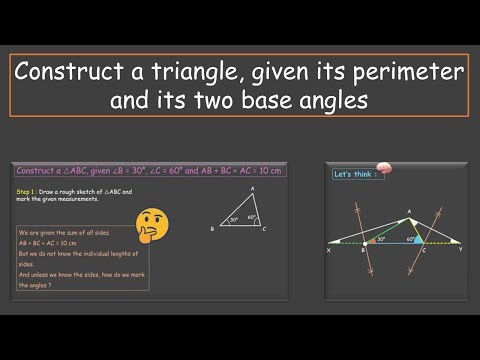 Construct △ perimeter& 2 base angles | Geometrical Constructions | TG Grade 9 | Math | Khan Academy