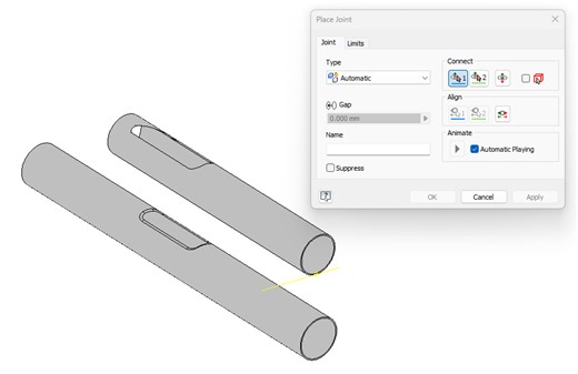 Slider joint along cylinder / dynamic simulation