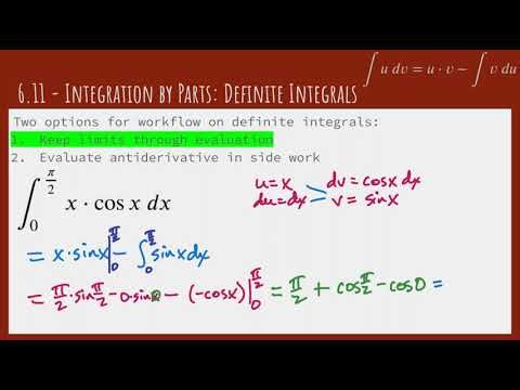 6.11 - Integration by Parts: Definite Integrals