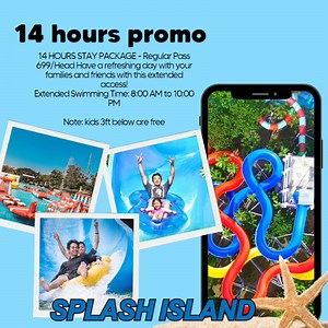 16K views · 21 reactions | We are Open DAILY! 14 HOURS PROMO note: kids 3ft below are FREE Viber: 09668223304 Call: 09189129177 Facebook: SPLASH ISLAND Instagram: splashisland_ph Titok: @splashislandph | SPLASH ISLAND | Facebook