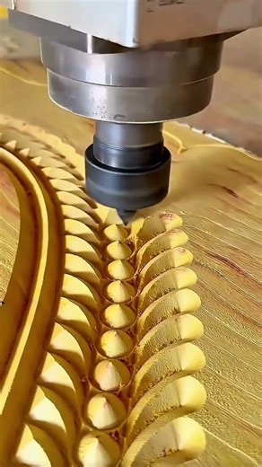 Carving intricate leaf patterns on a wood surface with a CNC machine very neatly and also precisely