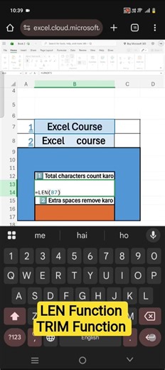 Excel TEXT Function | LEN TRIM FUNCTION | Excel Tips #shorts #viral #exceltips #exceltutorial #excel