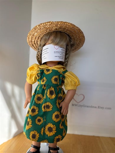 18 Inch Doll Dress and Hat: Sunflowers Print One Piece Dress - Etsy