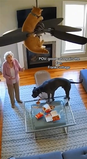 Cat repairs a fan #viral #laughing #jokes #pets #fypchallenge | Frankcottage