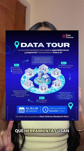 DATA TOUR GRATIS – 3 días para entender las rutas en Data & AI Si no sabes si elegir Data Analyst, Data Engineer o Data Scientist, este evento te puede dar claridad. 📅 24, 25 y 26 de febrero 💸 Totalmente gratuito El link está en mi canal de WhatsApp (enlace en la descripción). #cursosgratis #data #analistadedatos