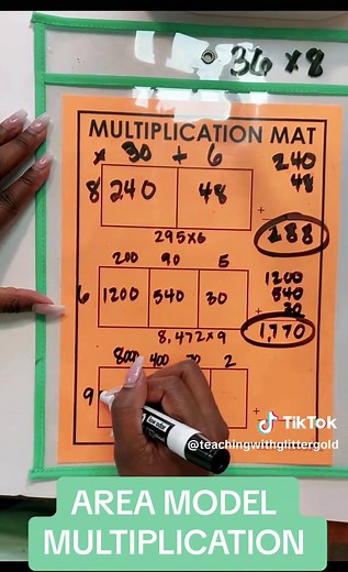 This is the next step from showing the area model with the graph paper. Area model method is a great way to show the students conceptually what’s happening when they multiply. #4thgrademath #multiplication #areamodels #multiplicationtricks #teachersoftiktok #foryou