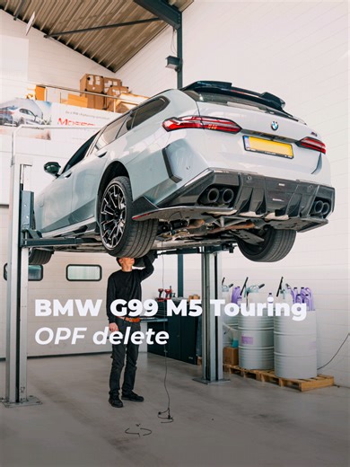 Insane exhaust sound improvement on BMW G99 M5 Touring! 🔊🔥 By installing a midpipe without OPF filters, exhaust flow is improved and the sound becomes deeper, louder, and more aggressive, without changing engine calibration. The OPF (gasoline particulate filter) is primarily there for emissions, but it also heavily restricts sound and character. With professional coding, the OPF functionality is correctly disabled in the vehicle software, preventing fault codes and warning lights. This allows 