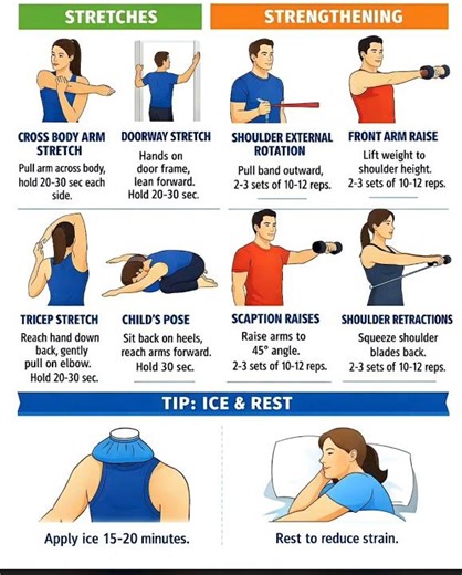 Shoulder pain relief routine 💪Stretch, strengthen & recover t#shoulderpain #shoulderworkout