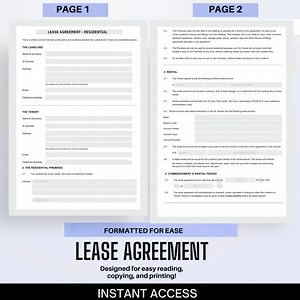 Lease Agreement Template | Rental Agreement | Landlord Tenant Contract | Editable Lease Form | Printable PDF - Etsy Australia