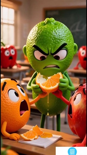 Angry Lime Teacher vs Orange Kid 😨🍊 | Fruity Tales #cutefruits #ViralShorts #YouTubeShorts
