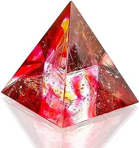 Red Crystal Pyramid Ornament Healing Pyramid Paperweight Collection Gifts for Women