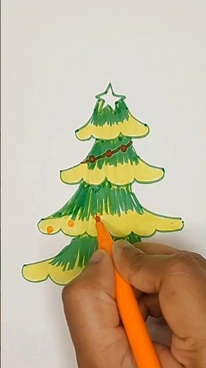 How to draw Christmas tree easy| Step by step drawing tutorial of tree| Art for beginners and kids