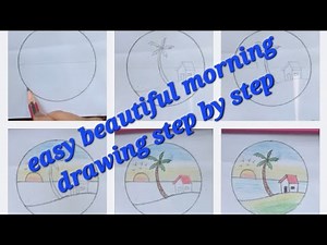Easy beautiful morning drawing step by step 🏞 || simple drawing ‪@dskarts‬