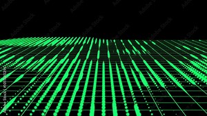Abstract grid background with points. Abstract technology perspective grid. Detailed wireframe landscape with green lines on black background. 3d rendering.